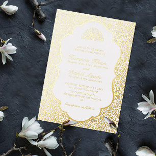 Invitación Con Relieve Metalizado Motivo Marroquí Joyas Celosía Islámico