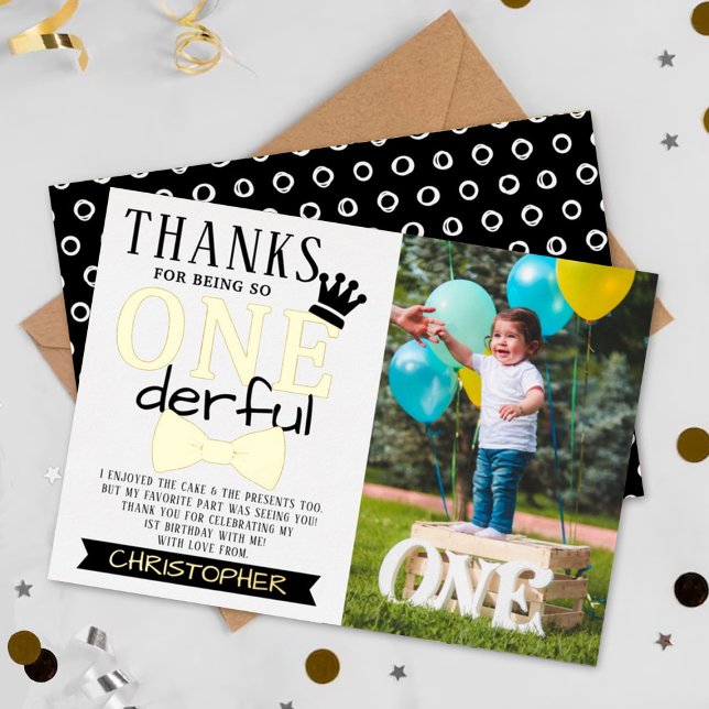 Invitación Con Relieve Metalizado Mr ONEMaravillosa foto de cumpleaños 1 gracias de  (Subido por el creador)