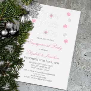 Invitación Con Relieve Metalizado Mucho amor copo de nieve fiesta de compromiso de i