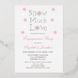 Invitación Con Relieve Metalizado Mucho Amor Copo de Nieve Fiesta de Compromiso de I