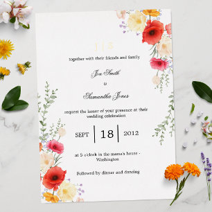 Invitación Con Relieve Metalizado Muelle floral de amapola