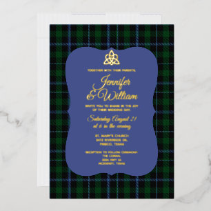 Invitación Con Relieve Metalizado Murray Clan Tartan Plaid Boda