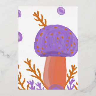 Invitación Con Relieve Metalizado mushrooms