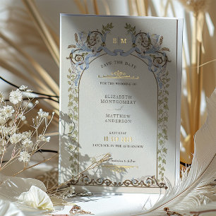 Invitación Con Relieve Metalizado Muted Save the Date Victorian Royal Boda