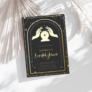 Invitación Con Relieve Metalizado Mystical Zodiac Tarot Celestial Despedida de Solte