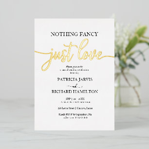 Invitación Con Relieve Metalizado Nada Elegante Solo Amor Boda Casual