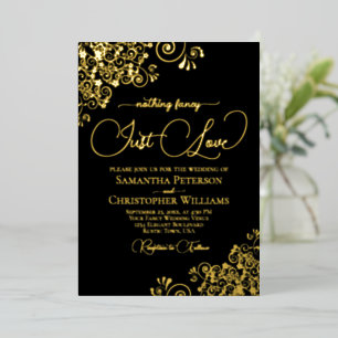 Invitación Con Relieve Metalizado Nada Elegante Solo Amor Boda Clásico Dorado