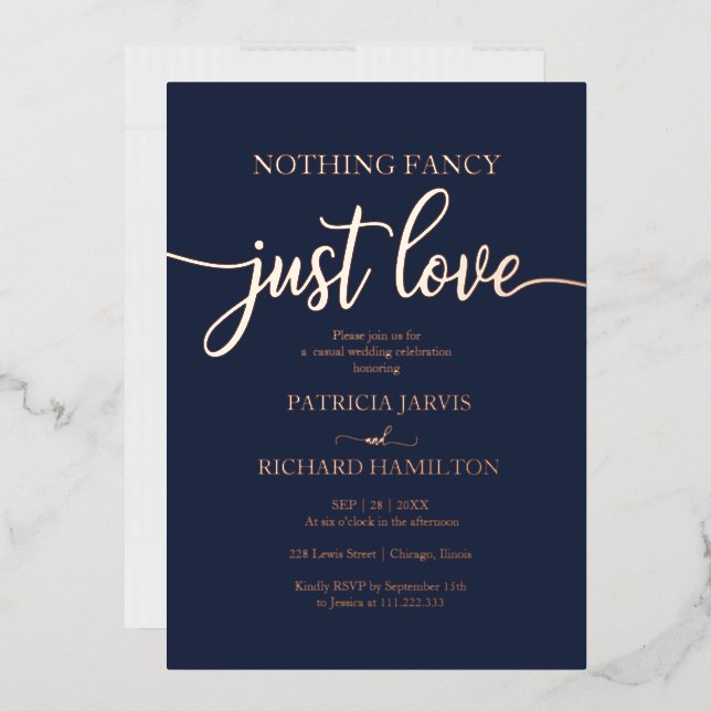 Invitación Con Relieve Metalizado Nada Fancy Ama Al Boda Casual (Sobre)