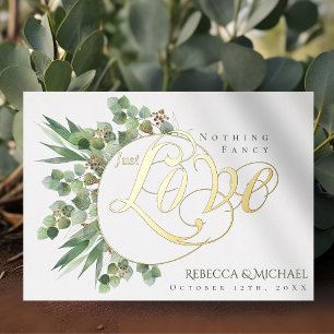Invitación Con Relieve Metalizado Nada Fancy Ama Solamente Al Elegante Boda Eucalypt
