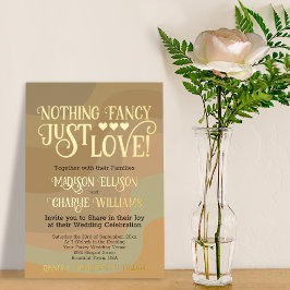 Invitación Con Relieve Metalizado Nada Fancy Love Just Love Earthtone Retro Boda