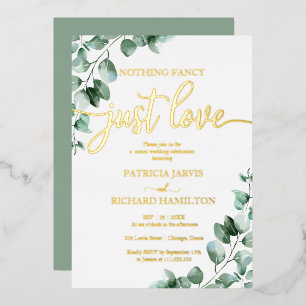 Invitación Con Relieve Metalizado Nada sofisticado, solo amor y vegetación en la bod