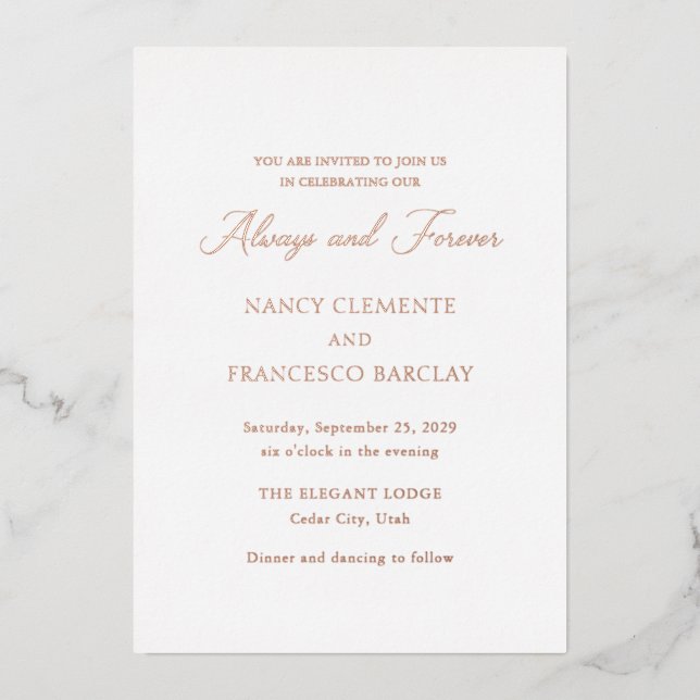 Invitación Con Relieve Metalizado Nancy Modern Boda (Anverso)