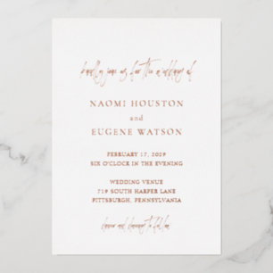 Invitación Con Relieve Metalizado Naomi Typography Boda moderno