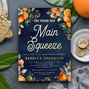 Invitación Con Relieve Metalizado Naranja de la Marina de la Tangerina del Squeeze P