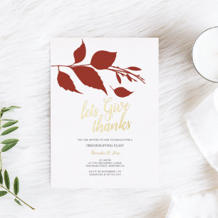 Invitación Con Relieve Metalizado Naranja de otoño y amigos blancos dando