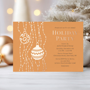 Invitación Con Relieve Metalizado Naranja Navidades elegantes Fiesta vacaciones corp
