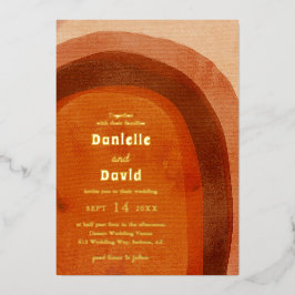 Invitación Con Relieve Metalizado Naranja quemado ruso Arch Boda moderno