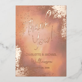 Invitación Con Relieve Metalizado Naranja Sparkle Photo Overlay Boda Gracias