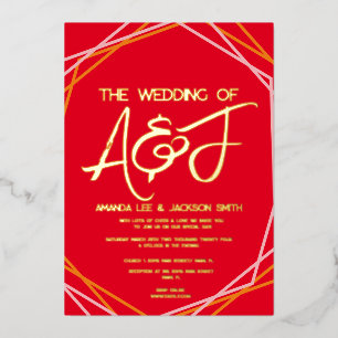 Invitación Con Relieve Metalizado Naranja Sunrise Boda Rosa Rojo Brillante