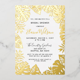 Invitación Con Relieve Metalizado Naturaleza botánica Sale Tropical Ducha Bridal