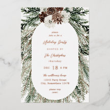 Navidad Floral y de Pino Árbol Blanco de Invierno