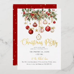 Invitación Con Relieve Metalizado Navidad Rústica Colgante Fiesta Vacaciones  Hoja m