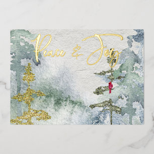 Invitación Con Relieve Metalizado Navidades Bird