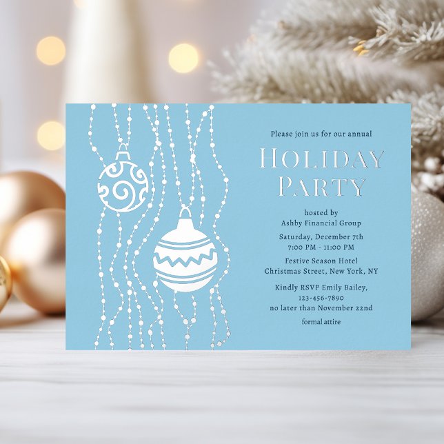 Invitación Con Relieve Metalizado Navidades Blue Elegant Fiesta vacaciones corporati (Subido por el creador)