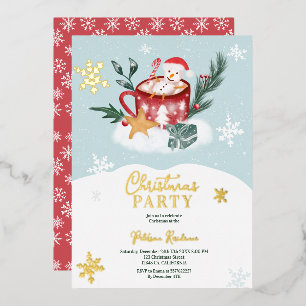 Invitación Con Relieve Metalizado Navidades caprichosos ilustracion de chocolate con
