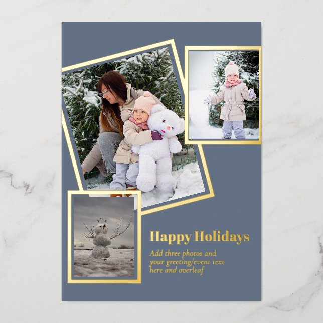 Invitación Con Relieve Metalizado NAVIDADES DE FOTO DE Relieve metalizado VACACIONES (Anverso)