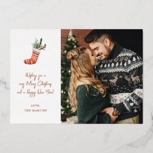 Invitación Con Relieve Metalizado Navidades de fotografía de navidades Stocking Note