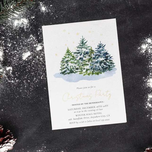 Invitación Con Relieve Metalizado Navidades de invierno Fiesta Holiday Gold (Subido por el creador)