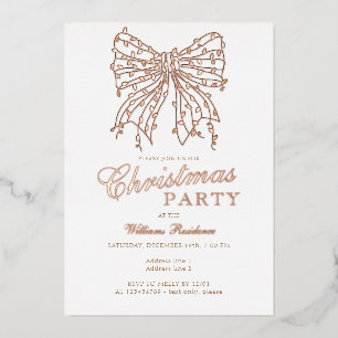 Invitación Con Relieve Metalizado Navidades de invierno Preppy Coquette Bow Fiesta d