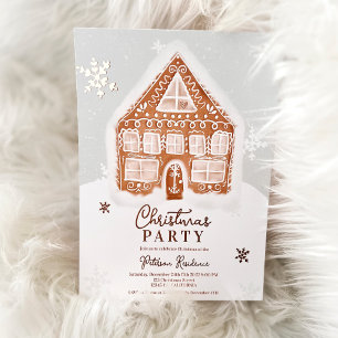 Invitación Con Relieve Metalizado Navidades de la casa de jengibre