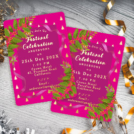 Invitación Con Relieve Metalizado Navidades de la celebración del Festival Rojo