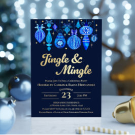 Invitación Con Relieve Metalizado Navidades de la Marina de Jingle y Mingle Baubles