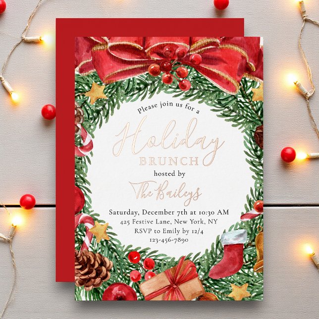 Invitación Con Relieve Metalizado Navidades de vacaciones de brunch Moda de invierno (Subido por el creador)