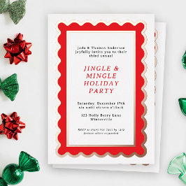 Invitación Con Relieve Metalizado Navidades de vieira simple preppy rojo y blanco