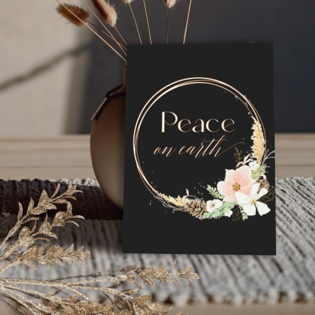 Invitación Con Relieve Metalizado Navidades del Boho Neutral Floral Real Gold (Subido por el creador)
