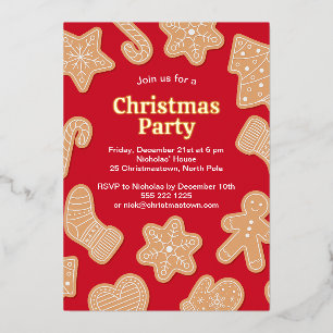 Invitación Con Relieve Metalizado Navidades dulces Gingerbread Cookies