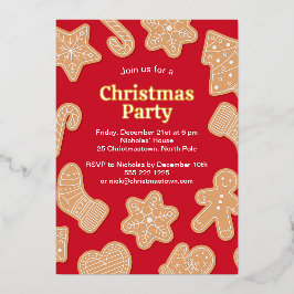 Invitación Con Relieve Metalizado Navidades dulces Gingerbread Cookies