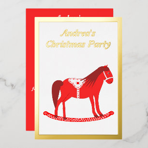 Invitación Con Relieve Metalizado Navidades escandinavos Personalizado de caballos r