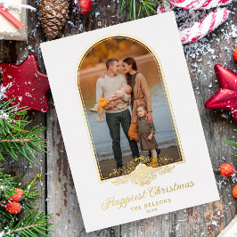 Invitación Con Relieve Metalizado Navidades Fake Lace Fancy Golden Arch Effect Foto