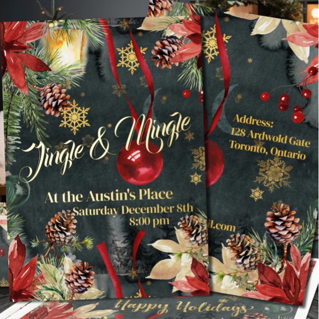 Invitación Con Relieve Metalizado Navidades Festividad Splendor Jingle & Mingle Fies (Subido por el creador)