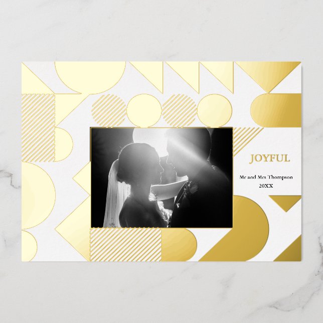 Invitación Con Relieve Metalizado Navidades festivos modernos Relieve metalizado geo (Anverso)