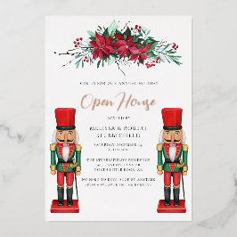 Invitación Con Relieve Metalizado Navidades Fiesta Botánico Juguete Nutcracker Rosa
