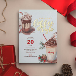 Invitación Con Relieve Metalizado Navidades Fiesta del café de vacaciones