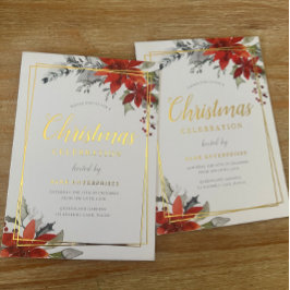 Invitación Con Relieve Metalizado Navidades geométricos modernos Fiesta Gold