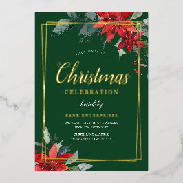 Invitación Con Relieve Metalizado Navidades geométricos verdes modernos Fiesta Gold