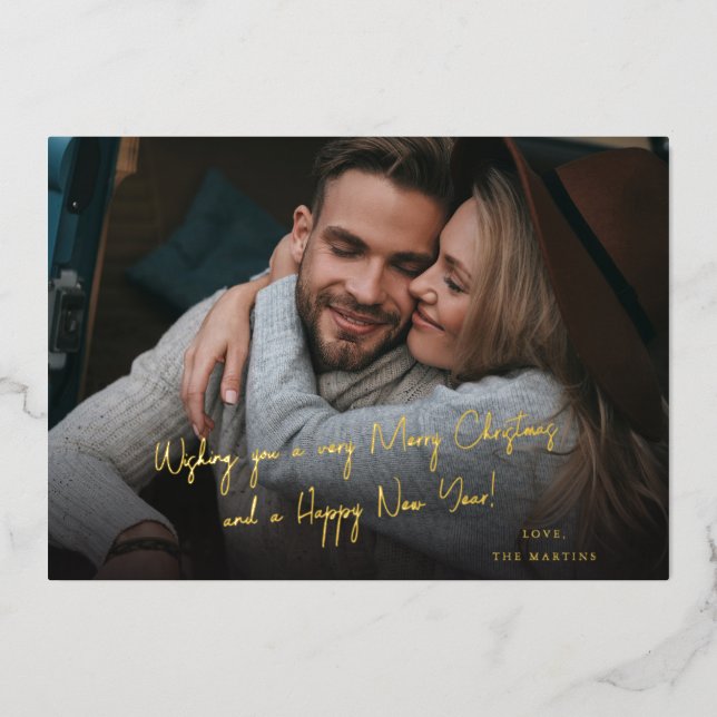 Invitación Con Relieve Metalizado Navidades manuscritos o fotos de Holiday Note - DK (Anverso)